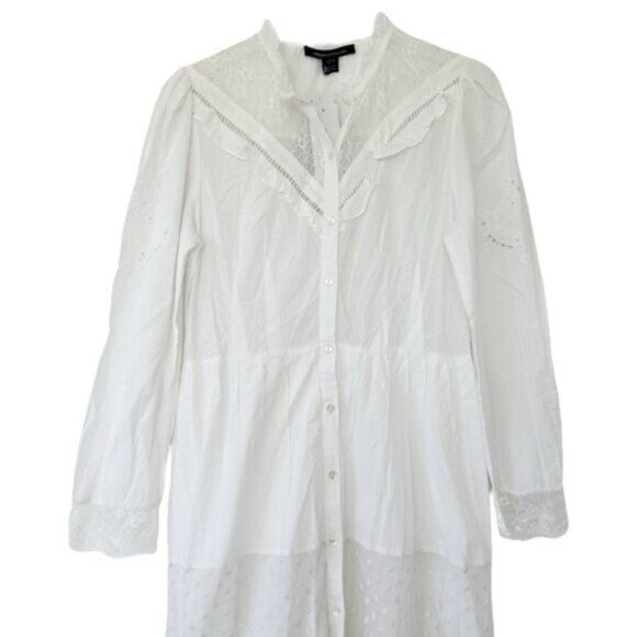 NWT French Connection Adeona Lawn Lace Mix French White Maxi Dress Size 10 - Picture 5 of 14